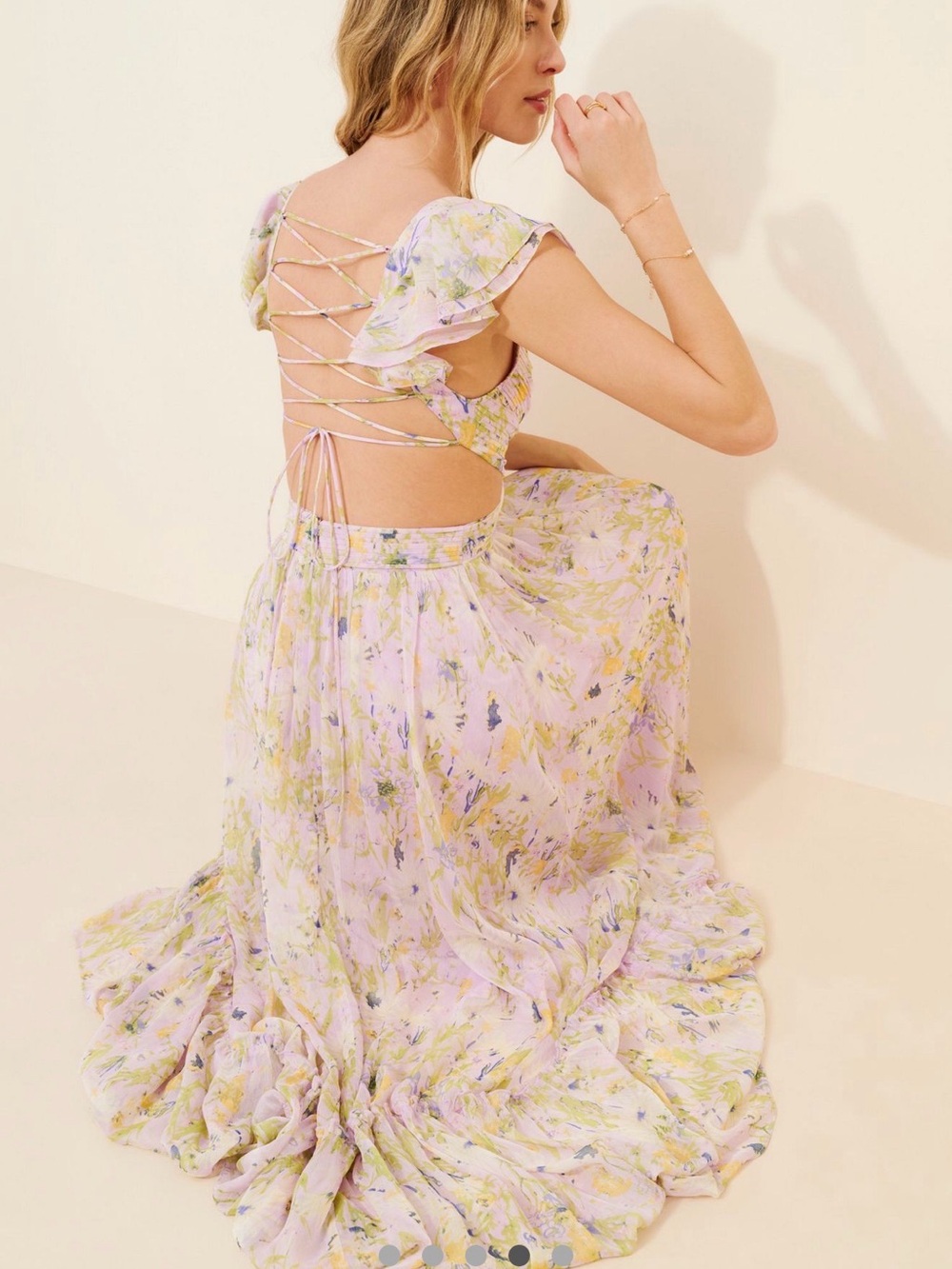 Astr Lavender Floral Maxi Dress with Yellow & Green Accents - Picture 4 of 11